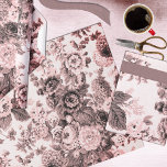 Blush Rose Toned Vintage Floral Toile Flowers Wrapping Paper<br><div class="desc">A blush rose-toned sepia brown vintage floral wrapping paper featuring a large scale bouquet of vintage flowers like peonies,  dahlias and asters all with a blush pink hue.</div>