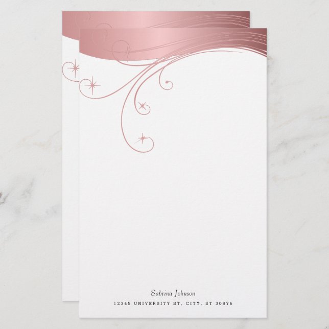 Blush Rose Upscale Design Stationery (Front/Back)