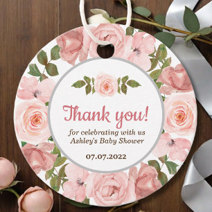 Blush Rose Watercolor Floral Baby Shower Favour Tags