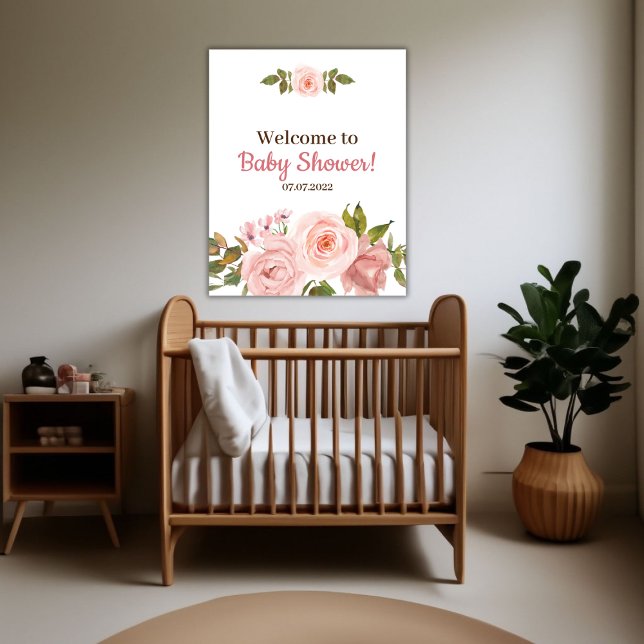 Blush Rose Watercolor Floral Baby Shower Poster (Blush Rose Watercolor Floral Baby Shower Poster)