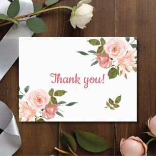 Blush Rose Watercolor Floral Baby Shower Thank You Card