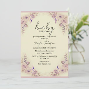 Blush Roses and Butterflies Baby Shower Invitation