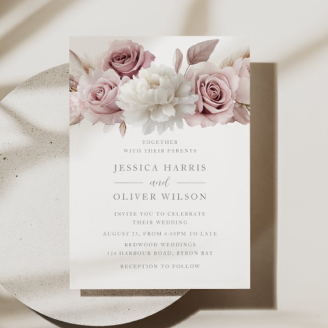 Blush Roses Beautiful Wedding  Invitation (Creator Uploaded)