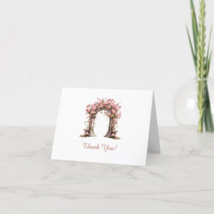 Blush Roses Boho Wedding Arch Thank You Card