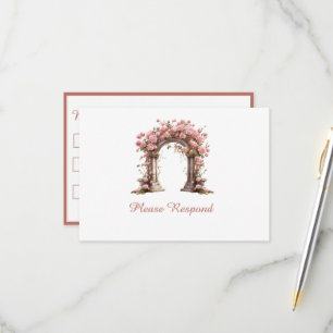 Blush Roses Boho Wedding Arch Wedding RSVP Card