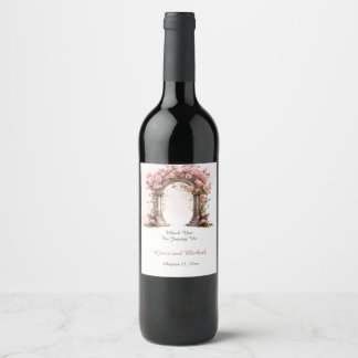 Blush Roses Boho Wedding Arch Wine Label