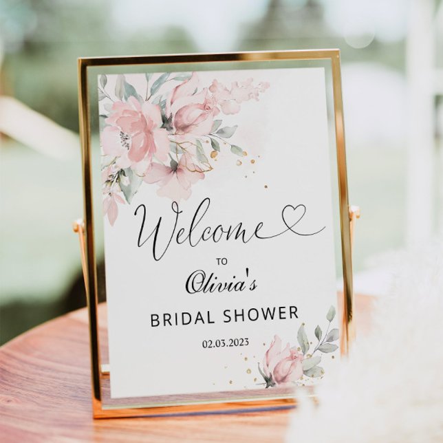Blush roses bridal shower welcome sign (Creator Uploaded)
