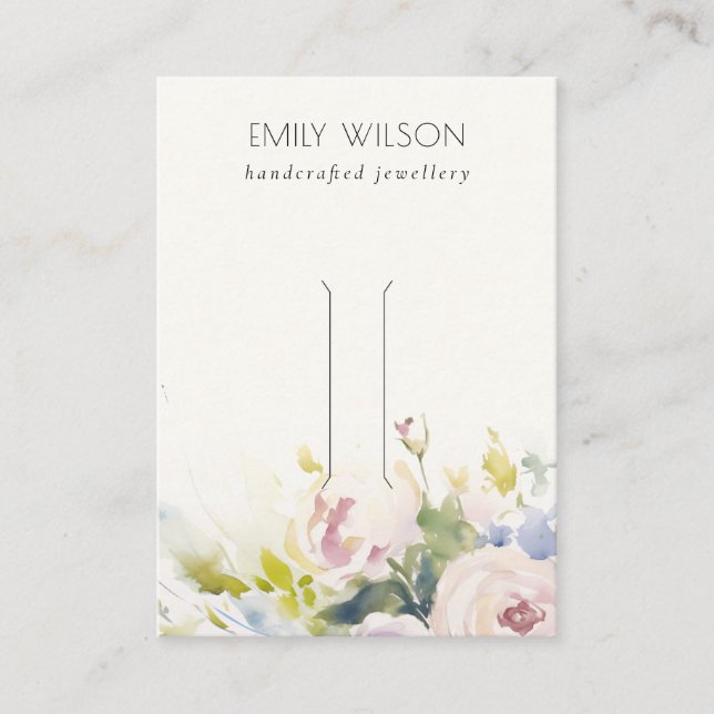 Blush Roses Floral Bunch Hairpin Jewellery Display Business Card (Front)
