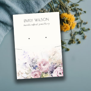 Blush Roses Floral Necklace Earring Combo Display Business Card