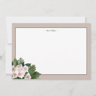 blush roses monogram Stationery Note Card