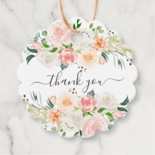 Blush Roses & Peonies Baby Shower Favour Gift Tag