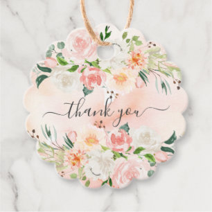 Blush Roses & Peonies Baby Shower Favour Gift Tag