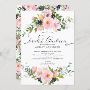 Blush Roses & Peonies Bridal Luncheon Invitation