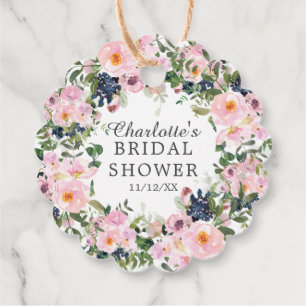 Blush Roses & Peonies Bridal Shower Favour Gift Ta Favour Tags