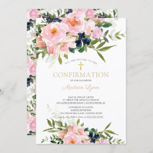 Blush Roses & Peonies Confirmation Invitation