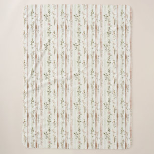 Blush Roses Stripes Floral Sherpa Blanket
