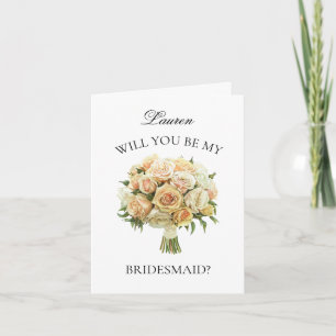 Blush Roses Wedding Bouquet Bridesmaid Proposal Invitation
