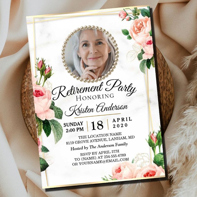 Blush Rosy Lovely Retirement Party Invitation (Creator Uploaded)