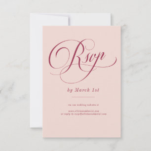 Blush RSVP Raspberry Script Wedding Card