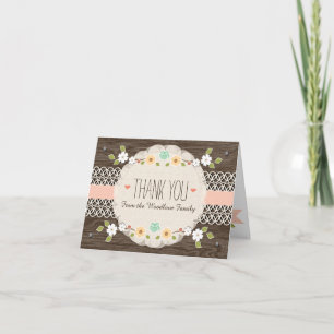 BLUSH RUSTIC FLORAL BOHO BABY SHOWER THANK YOU CARD