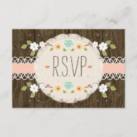 BLUSH RUSTIC FLORAL BOHO WEDDING RSVP CARD