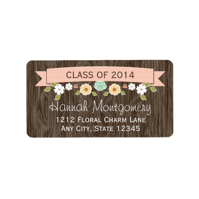 Blush Rustic Floral Graduation Return Address Label (Front)