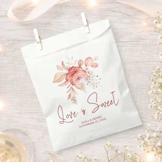 Blush Rustic Floral Personalised Wedding  Favour Bags (Creator Uploaded)