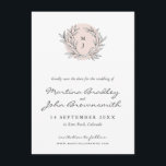 Blush Rustic Monogram Wreath Save the Date<br><div class="desc">**Change the accent colour of this whole invitation suite by using the "Customise It!" button and tailor all of the items to your event!** Perfect for a rustic country barn wedding with a modern twist, this wedding suite features a hand-drawn wreath of branches and the couple's monogram with modern and...</div>