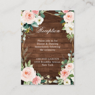 Blush Rustic Wood Floral Geometric Botanical Enclosure Card