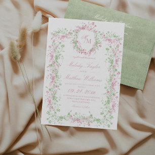 Blush & Sage Delicate French Wedding Invitation