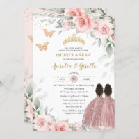 Blush Sage Floral Twins Brown Princess Quinceañera