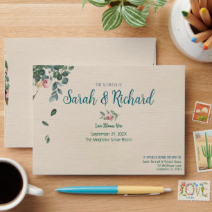 Blush Sage Floral Wedding Envelope