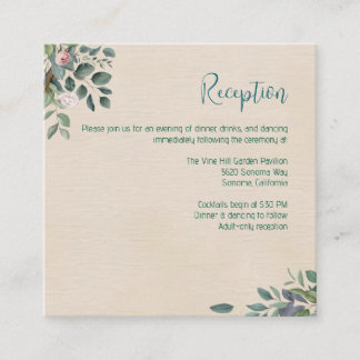 Blush Sage Floral Wedding Reception Enclosure Card