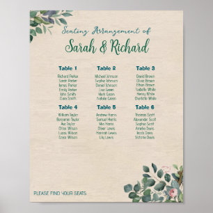 Blush Sage Floral Wedding Seating Chart