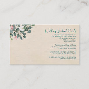 Blush & Sage Floral Wedding Weekend Details Enclosure Card