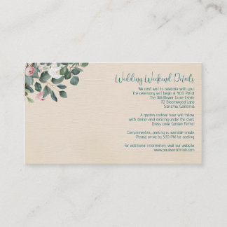 Blush & Sage Floral Wedding Weekend Details Enclosure Card