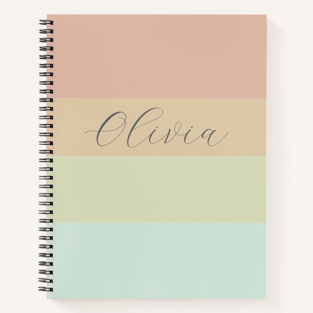 Blush Sage Gradient Olivia Name Notebook (Front)