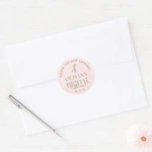 Blush & Sage Green Bridal Shower Favour Classic Round Sticker
