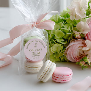 Blush & Sage Green Bridal Shower Favour Classic Round Sticker