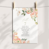Blush & Sage Green Table Number Seating Chart