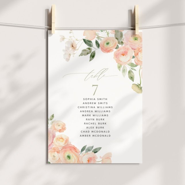 Blush & Sage Green Table Number Seating Chart (Creator Uploaded)