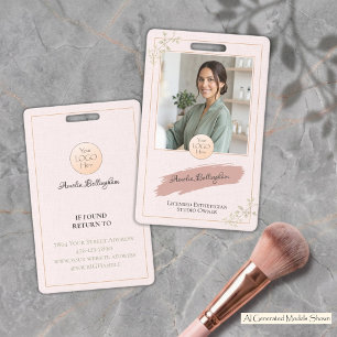 Blush Sage Luxury Photo Logo Beauty Salon Name ID Badge