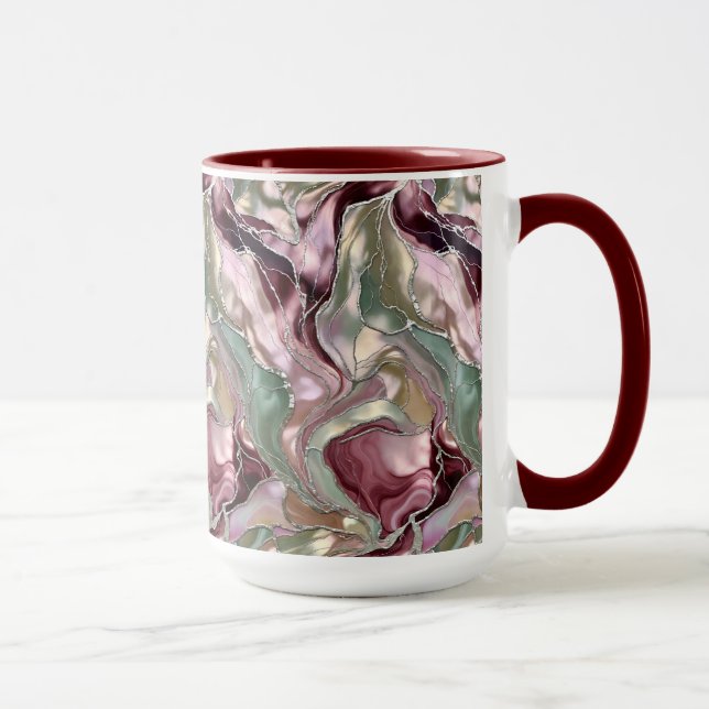 Blush Sage Marble Mug Luxury Abstract Coffee Cup (Right)