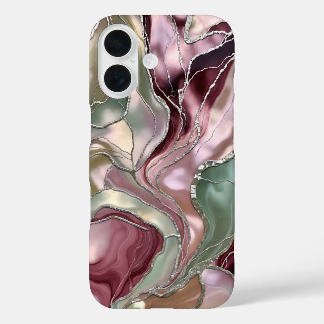 Blush Sage Marble Phone Case Gold Abstract (Back)