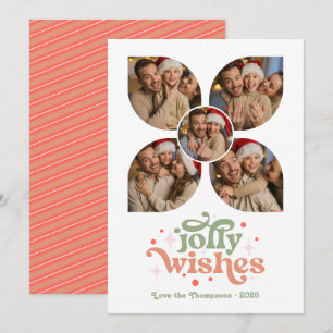 Blush & Sage Retro Photo Collage Christmas Holiday Card
