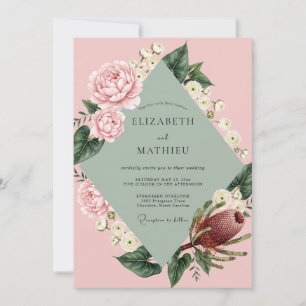 Blush Sage Vine Wedding Invitation