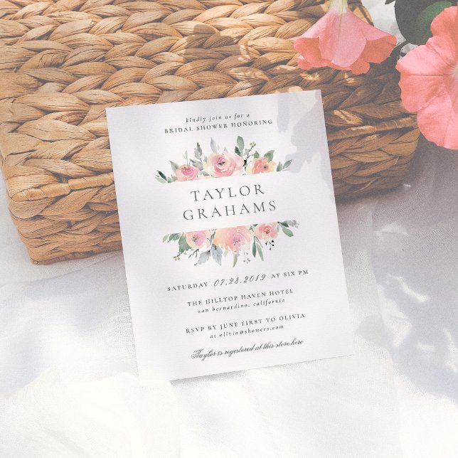 Blush & Sage Watercolor Floral Bridal Shower Invitation Postcard (Creator Uploaded)