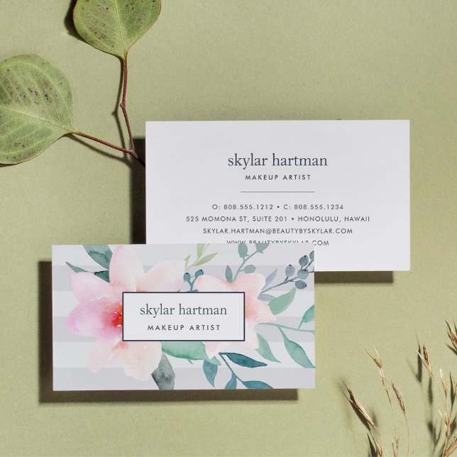Blush & Sage Watercolor Floral Business Card (Creator Uploaded)