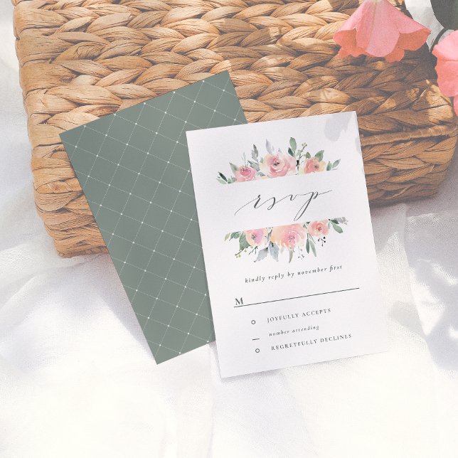 Blush & Sage Watercolor Floral Wedding RSVP (Creator Uploaded)