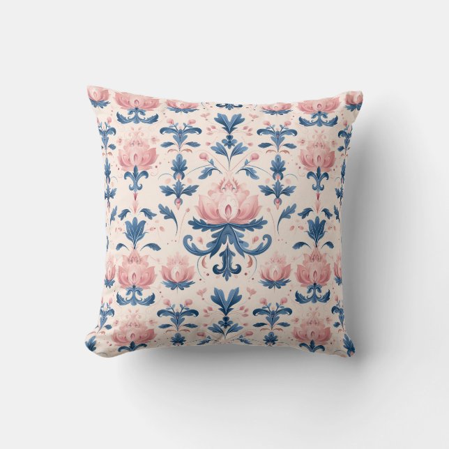 Blush & Sapphire Lotus Elegance Princesscore Cushion (Front)